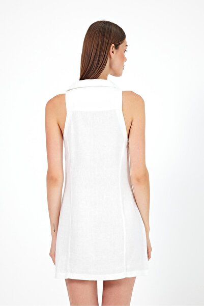 VENA Φόρεμα Hola από λινό-Λευκό