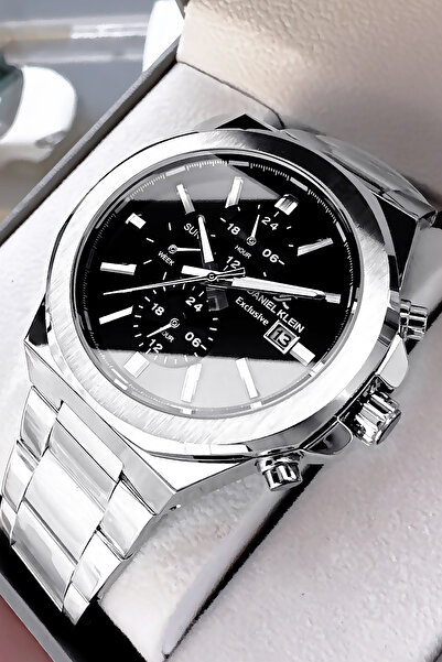 Daniel Klein Erkek Kol Saati 3 Atm Su Geçirmez Gümüş-siyah Renk Çelik Kordon ...