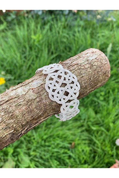 KAZZAZE Gümüş Kazaziye Aşk Düğümü Detaylı Örgü Bileklik Bıl706