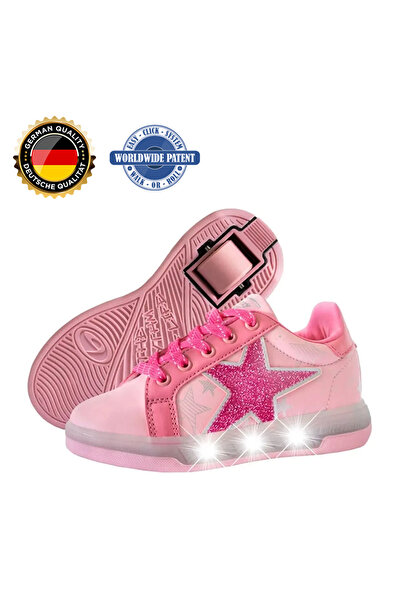 Breezy Rollers Tekerlekli Spor Ayakkabı Işıklı Beyaz/Pembe