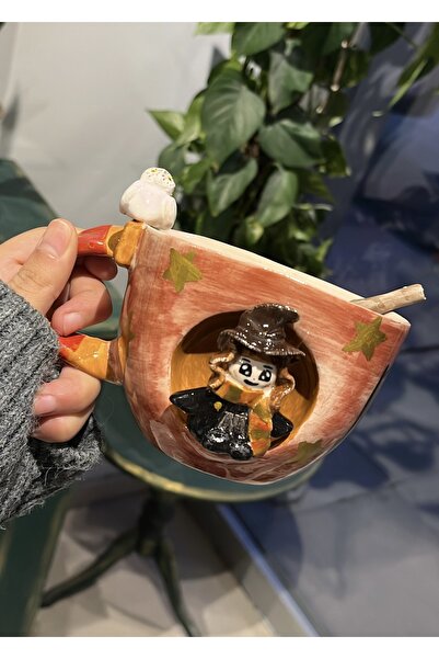 visera New Ceramic Mug from the Harry Potter Series (with Hermione Figure) + Spoon in the Shape of a Broomstick as a Gift