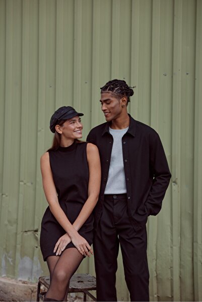 VENA Φόρεμα Mira Half Fisherman Interlock-Μαύρο