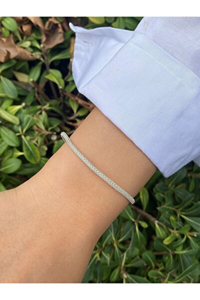 KAZZAZE Siyah Beyaz Gümüş Kazaziye Örgü Bileklik