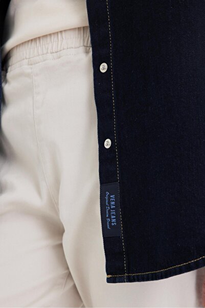 VENA Sementa Παλτό Πουκάμισο Τζιν Σκούρο Μπλε-Σκούρο Μπλε