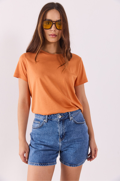 VENA Ποδηλατικό λαιμό - Μπλουζάκι Modal Regular Fit (TENCEL) (TM) - TERRACOTTA