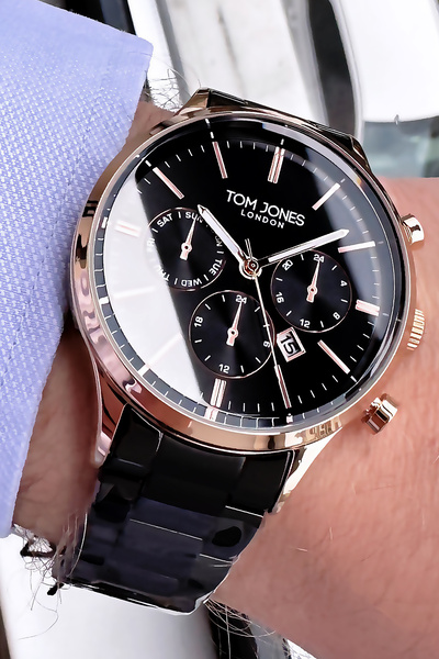 Tom Jones Erkek Kol Saati 3 Atm Su Geçirmez Siyah Renk Çelik Kordon GTJE2050C5