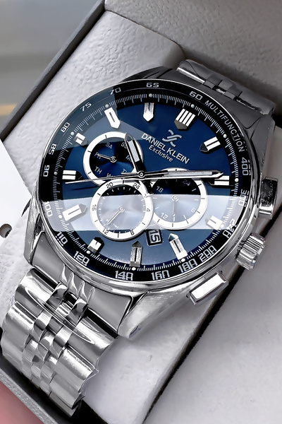 Daniel Klein Special Boxed Men's Wristwatch 3 Atm Waterproof Silver Color Steel Cord Bracelet Elg627