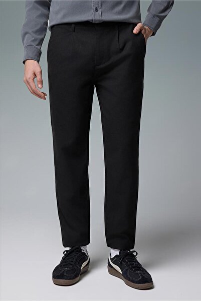 VENA Erkek Pilili Smart Pantolon-Siyah
