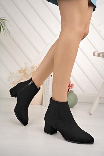 Aymood Μαύρες γυναικείες δερμάτινες μπότες PU Χειμερινές με χοντρή σόλα με φερμουάρ και κορδόνια Μεσαίου μεγέθους 5 εκ. Τακούνι Casual S Μαύρο S