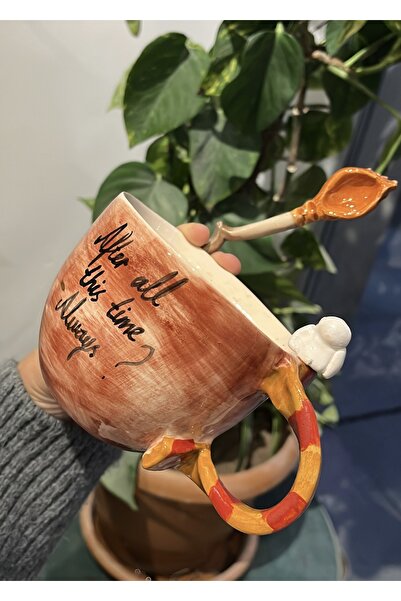 visera New Ceramic Mug from the Harry Potter Series (with Hermione Figure) + Spoon in the Shape of a Broomstick as a Gift