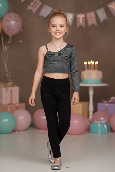 kübra kids Бляскаво изрязване за момиче с една презрамка