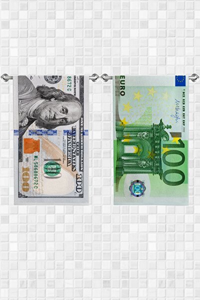 move home Çok Amaçlı Dolar Euro Desenli Dekoratif Havlu 30x50cm 2 Adet