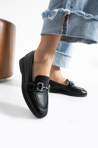 Moda Devrin Черни кожени мокасини