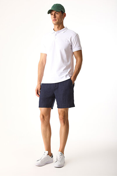 VENA Σορτς Smith από λινό-Μπλε ναυτικό
