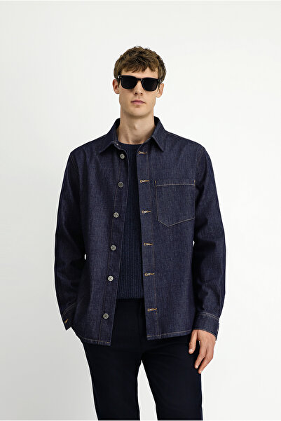 Kiğılı قميص / معطف من قماش الدنيم الرياضي القطني ذو الأكمام الطويلة