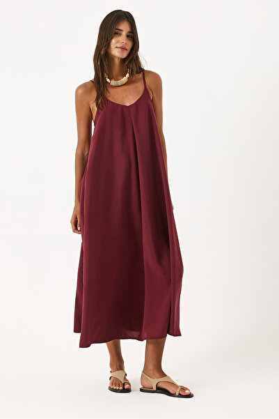 VENA Strappy Maxi Dress(Cupro) - Bordo