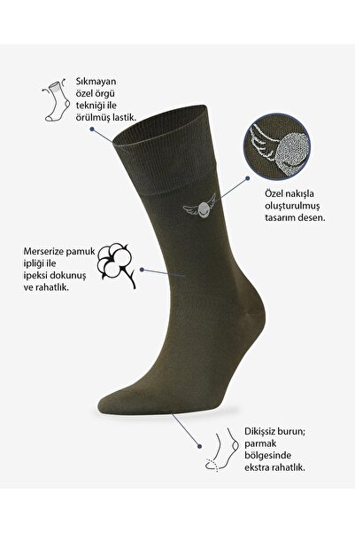 Colorcool Haki Renkli Düz Merserize Çorap