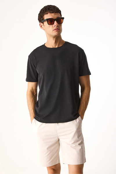 VENA Μπλουζάκι Ken Crew Neck Regular Fit με μαλακή υφή (CUPRO)-Μαύρο