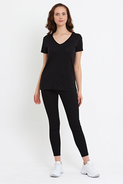 VENA Μπλουζάκι Boyfriend V-Neck Regular Fit (Modal) - Μαύρο