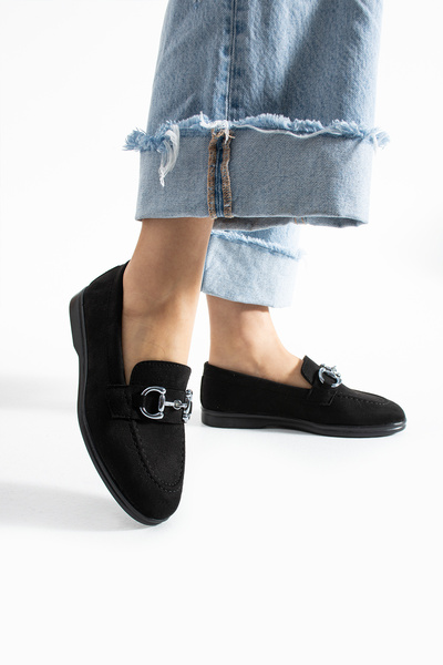 Moda Devrin Черни мокасини от велур