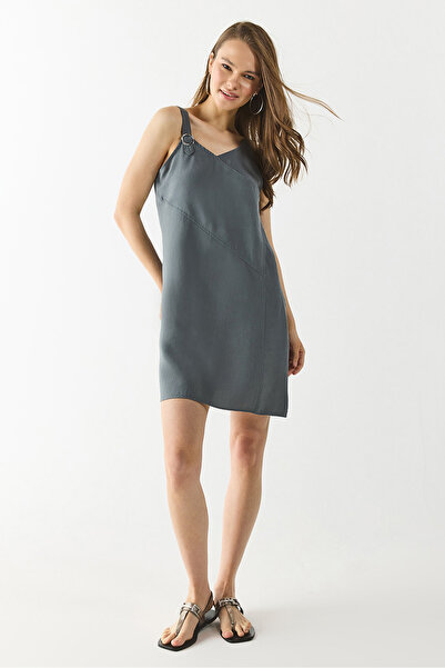 VENA Φόρεμα Angelica Soft Textured Regular Fit (CUPRO) - ΑΝΘΡΑΚΙΤΗΣ