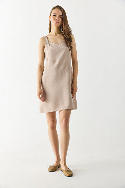 VENA Φόρεμα Angelica Soft Textured Regular Fit (CUPRO) - ΠΕΤΡΑ