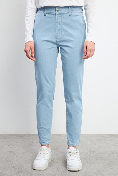 VENA Pantaloni Norah Sky Blue din denim cu talie elastică-Sky Blue
