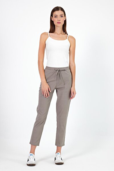 VENA Alian Beli Lastikli Summer Gabardin Trousers-Mink