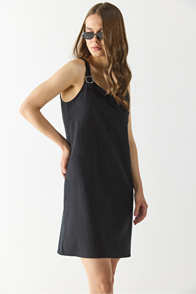 VENA Angelica Regular Fit Linen Dress - Black