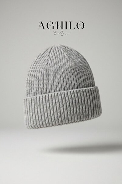 Aghilo Вовняна зимова унісекс шапка з резинкою – сіра