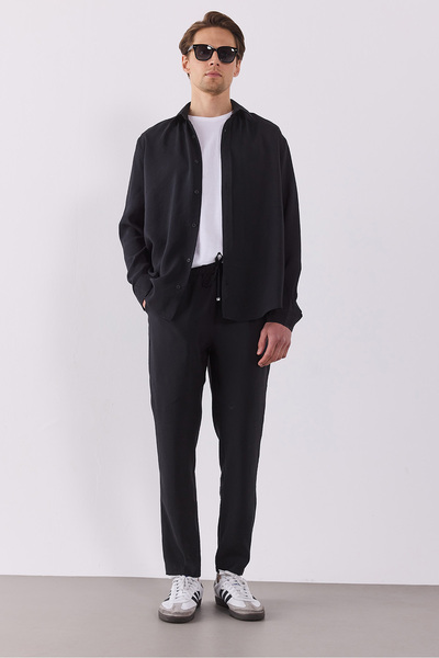 VENA Erkek Beli Lastikli Pantolon(CUPRO) - SİYAH