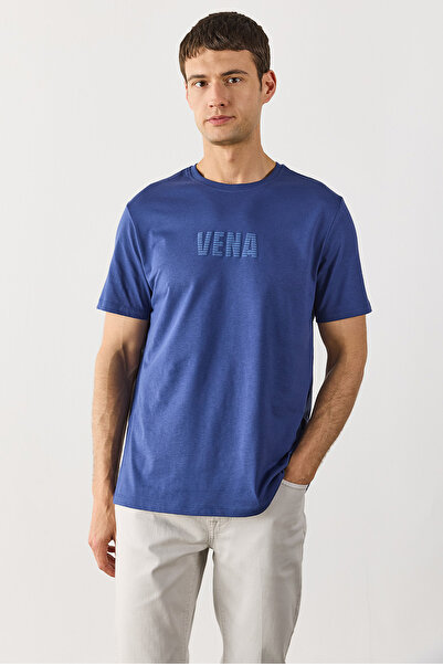 VENA Μπλουζάκι με λογότυπο με λαιμόκοψη-Ναυτικό