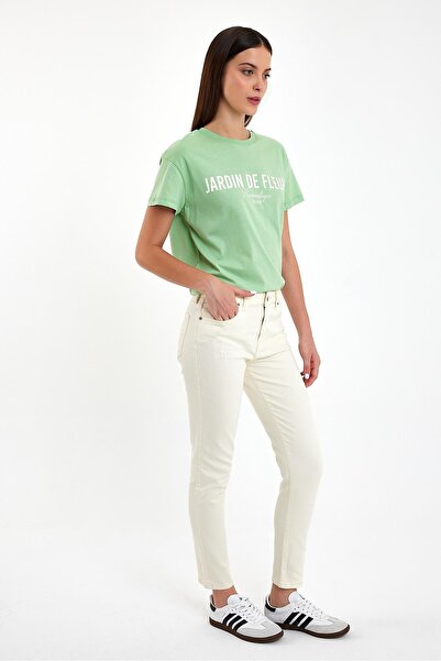 VENA Mila Цветни дънки с износен ефект - кост