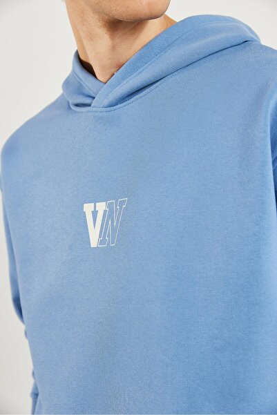 VENA Чоловічий худі з капюшоном і логотипом Oversize Шардоне Світшот-Синій