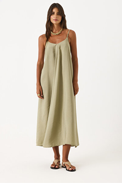 VENA Strappy Maxi Dress(Cupro) - Clay Green