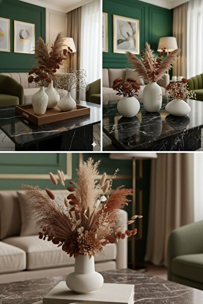 muffag 3'lü Set El Yapımı Alçı Objeler - Hava Kabarcıkları ve Ufak Pürüzler Olabilir