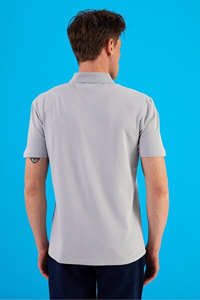 VENA Nicolas Fermuar Detaylı Polo Yakalı Tişört-Gri