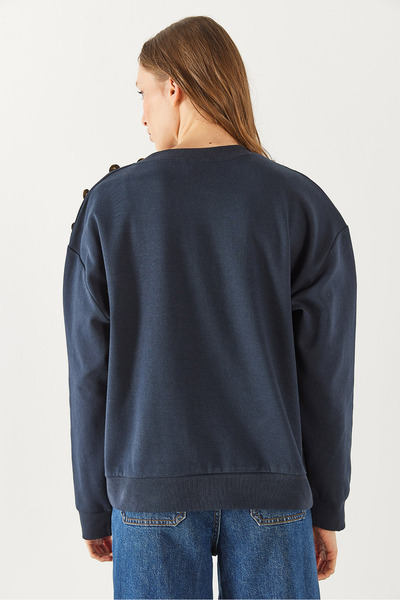 VENA Світшот з вишитим плечем - NAVY