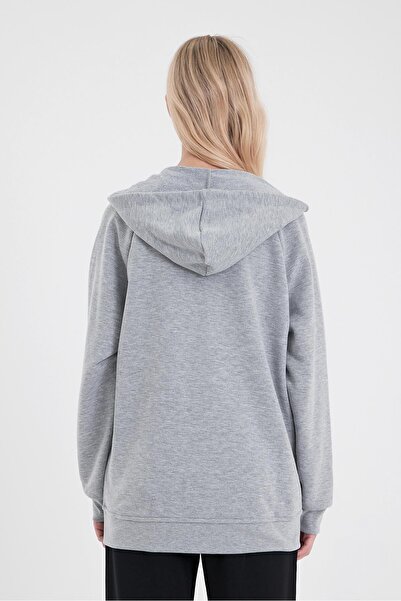 VENA Φούτερ με κουκούλα και φερμουάρ Regular Fit Basic-Γκρι μελανζέ
