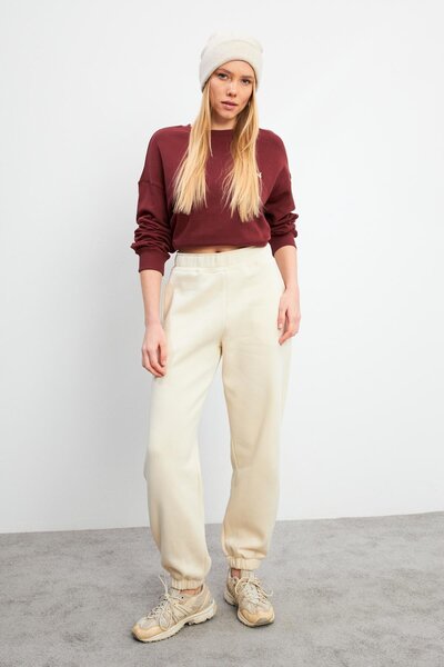 VENA Elastic Waist Oversize Jogging Pants-Bone