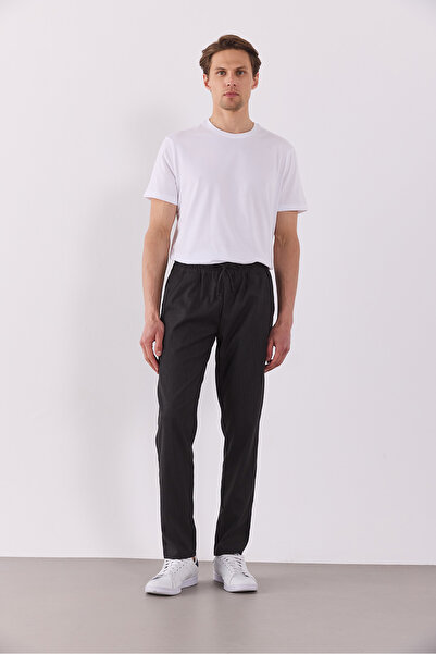 VENA Alfred Beli Lastikli Smart İnce Çizgili Pantolon - ANTRASİT ÇİZGİLİ