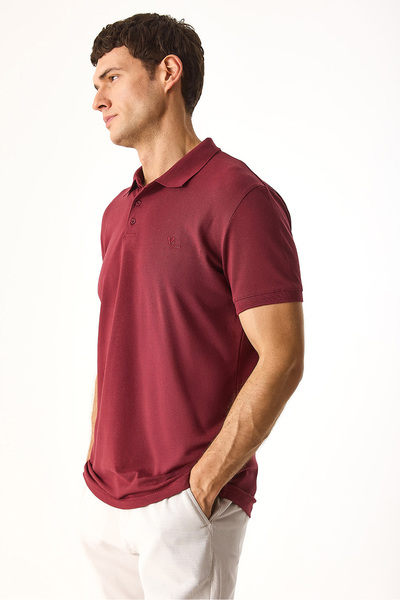VENA Μπλουζάκι Martin Slim Fit με γιακά πόλο-μπορντό