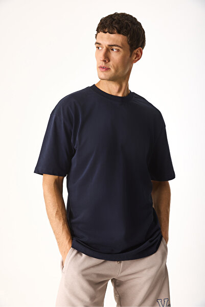 VENA Μπλουζάκι με λαιμόκοψη με μαλακή υφή-Μπλε ναυτικό