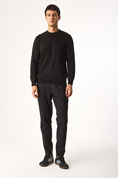 VENA Crew Neck Regular Fit Basic Knitwear-Black