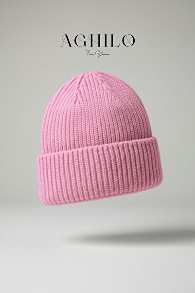 Aghilo Μάλλινο χειμερινό καπέλο με κορδόνια – Ροζ σε σκόνη