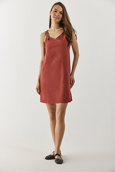 VENA Angelica Regular Fit Linen Dress - Gülkurusu