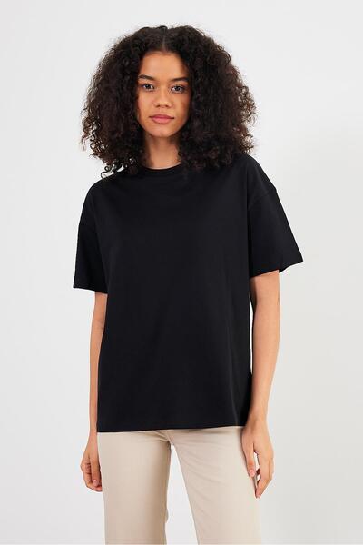 VENA Μπλουζάκι Oversize Άνετο Εφαρμογή-Μαύρο