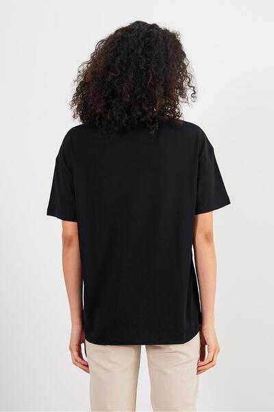 VENA Μπλουζάκι Oversize Άνετο Εφαρμογή-Μαύρο