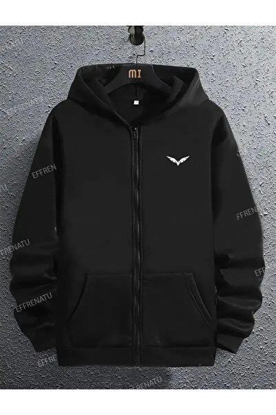 EFFRENATU Hooded Zippered Printed Jacket