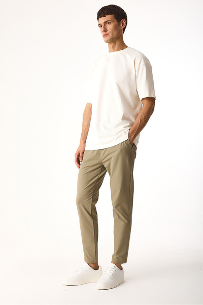 VENA Regular Fit Beli Lastikli Teknik Pantolon-Bej